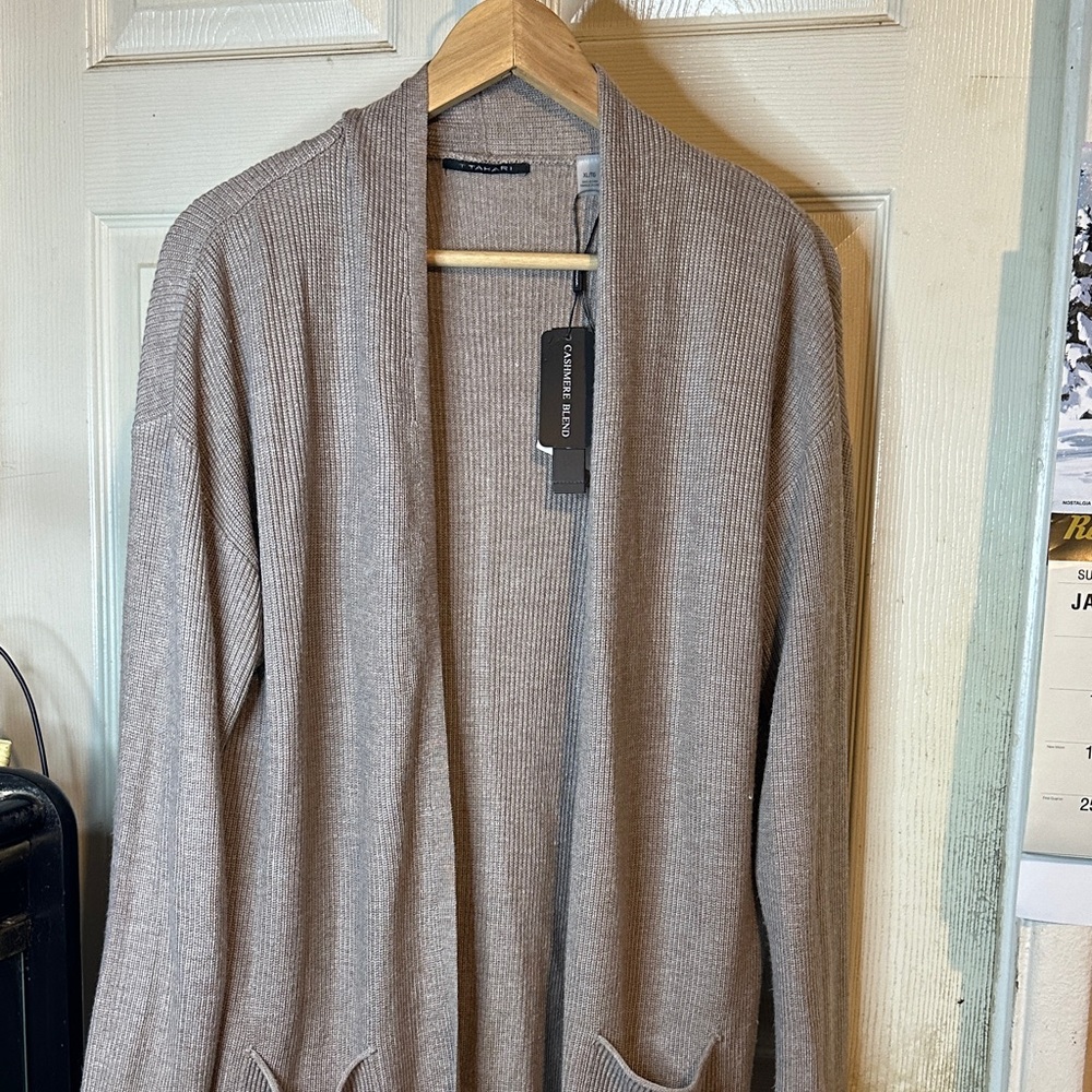 T Tahari Tan Knit Cardigan